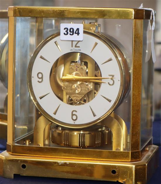 A Jaegar Le Coultre gilt brass Atmos clock height 24cm